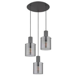 Netlighting Tulivar Cluster Pendant Grey Smoke Glass Shade 3x E27 - thumbnail 2