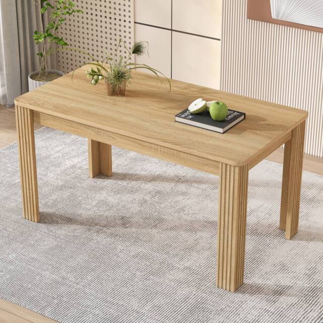 ModernLuxe MDF rectangular dining table with modern style & simple design in Natural - image 1