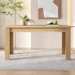 ModernLuxe MDF rectangular dining table with modern style & simple design in Natural - thumbnail 2