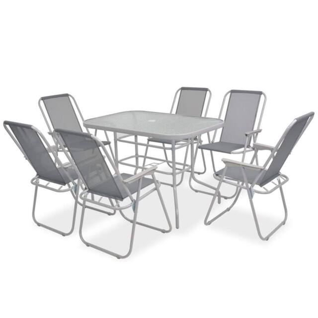 Berkfield Home 8 Piece Outdoor Dining Set Steel & Textilene Grey - image 1