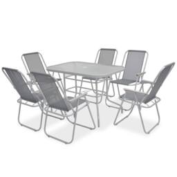Berkfield Home 8 Piece Outdoor Dining Set Steel & Textilene Grey