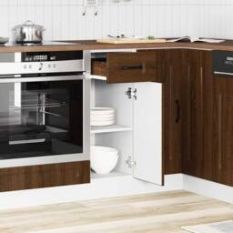 Berkfield Home Kitchen Base Cabinet¬†Porto Brown Oak Engineered Wood - thumbnail 3