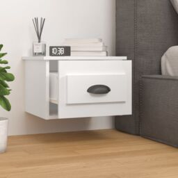 Berkfield Home Wall-mounted Bedside Cabinet High Gloss White 41.5x36x28cm - Size: 41.5x36x28 cm - thumbnail 3