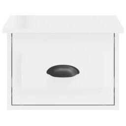 Berkfield Home Wall-mounted Bedside Cabinet High Gloss White 41.5x36x28cm - Size: 41.5x36x28 cm - thumbnail 6