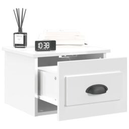 Berkfield Home Wall-mounted Bedside Cabinet High Gloss White 41.5x36x28cm - Size: 41.5x36x28 cm - thumbnail 4
