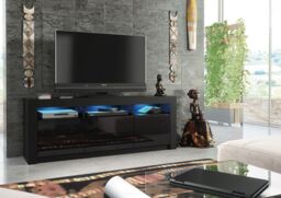 Mex Furniture LTD TV Unit 160cm Modern - Matt Body & Gloss Doors in Black - thumbnail 6