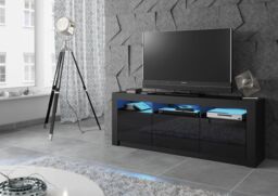 Mex Furniture LTD TV Unit 160cm Modern - Matt Body & Gloss Doors in Black - thumbnail 3