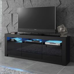 Mex Furniture LTD TV Unit 160cm Modern - Matt Body & Gloss Doors in Black