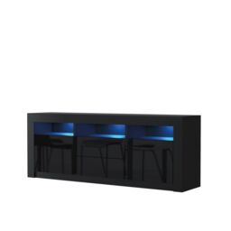 Mex Furniture LTD TV Unit 160cm Modern - Matt Body & Gloss Doors in Black - thumbnail 2