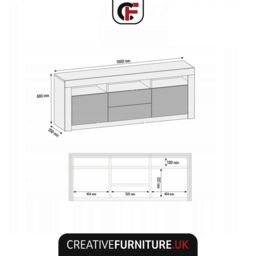 Mex Furniture LTD TV Unit 160cm Modern - Matt Body & Gloss Doors in Black - thumbnail 4
