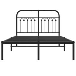 Berkfield Home Metal Bed Frame without Mattress with Headboard Black 120x200cm - Size: Small Double - thumbnail 4
