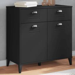 Berkfield Home Sideboard VIKEN Black 80x40x80 cm Engineered Wood - Size: 80 x 40 x 80 cm - thumbnail 2