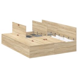 Berkfield Home Bed with Storage Sonoma oak Engineered wood 140 x 200 cm Sturdy in Brown - thumbnail 2