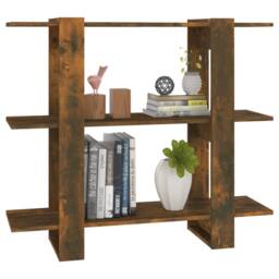 Berkfield Home Book Cabinet/Room Divider Smoked Oak 100x30x87 cm in Brown - Size: 100 x 30 x 87 cm - thumbnail 5