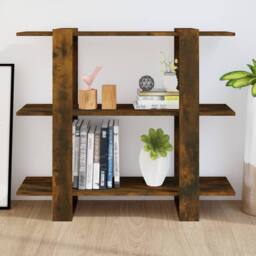 Berkfield Home Book Cabinet/Room Divider Smoked Oak 100x30x87 cm in Brown - Size: 100 x 30 x 87 cm - thumbnail 6