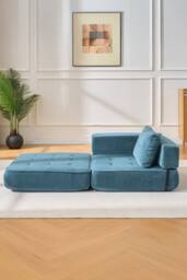Living and Home Corduroy Folding Sofa Bed with Pillow in Blue - thumbnail 2