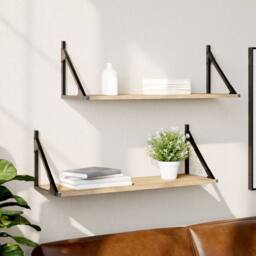 Berkfield Home Wall Shelves 2 pcs Sonoma Oak 80x25x25.5 cm Engineered wood in Natural