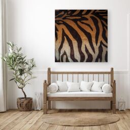 "Warren Reed - Designer Tiger Skin Print Canvas in Brown - Size: W16"" x H16""" - thumbnail 3