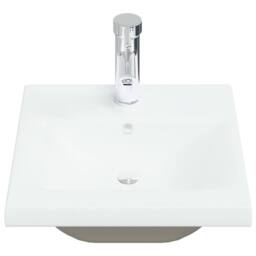 Berkfield Home Built-in Basin with Faucet 42x39x18 cm Ceramic White - Size: 42 x 39 x 18 cm - thumbnail 3