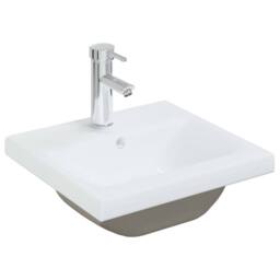 Berkfield Home Built-in Basin with Faucet 42x39x18 cm Ceramic White - Size: 42 x 39 x 18 cm - thumbnail 1