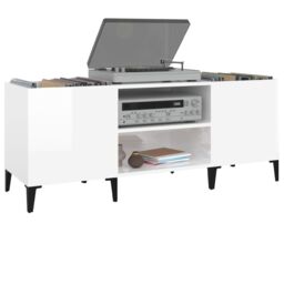Berkfield Home Record Cabinet White 121x38x48 cm Engineered Wood - Size: 121 x 38 x 48 cm - thumbnail 4