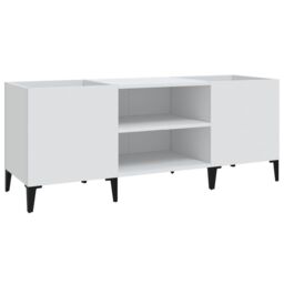 Berkfield Home Record Cabinet White 121x38x48 cm Engineered Wood - Size: 121 x 38 x 48 cm - thumbnail 2