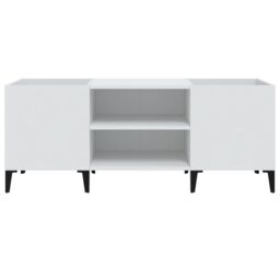 Berkfield Home Record Cabinet White 121x38x48 cm Engineered Wood - Size: 121 x 38 x 48 cm - thumbnail 5