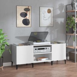 Berkfield Home Record Cabinet White 121x38x48 cm Engineered Wood - Size: 121 x 38 x 48 cm