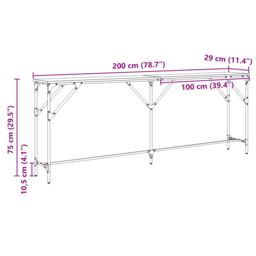 Berkfield Home Console Table Old Wood 200x29x75 cm Engineered Wood in Brown - Size: 200 x 29 x 75 cm - thumbnail 9