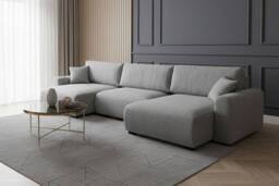 Stratus Interiors U-Shape 6 Seater Sofa Bed with Sleeping Function & Bedding Storage in Grey