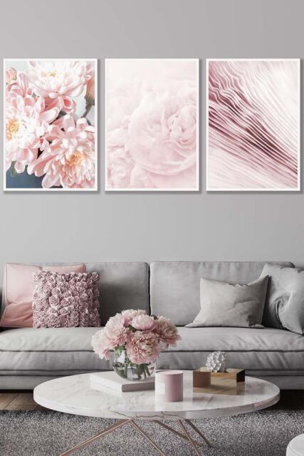 ARTZE Abstract Pink Macro Floral Framed Wall Art - Large in White - Size: W53 cm x H73 cm x D20mm - image 1