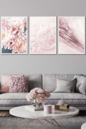 ARTZE Abstract Pink Macro Floral Framed Wall Art - Large in White - Size: W53 cm x H73 cm x D20mm - thumbnail 1