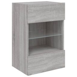 Berkfield Home TV Wall Cabinet with LED Lights Grey Sonoma 40x30x60.5 cm - thumbnail 3