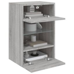 Berkfield Home TV Wall Cabinet with LED Lights Grey Sonoma 40x30x60.5 cm - thumbnail 7