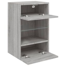Berkfield Home TV Wall Cabinet with LED Lights Grey Sonoma 40x30x60.5 cm - thumbnail 8