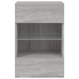 Berkfield Home TV Wall Cabinet with LED Lights Grey Sonoma 40x30x60.5 cm - thumbnail 9