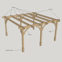 Rutland County Garden Furniture Ltd Premium Pergola 6 Post - L480 x W480 x H270 cm - Rustic Brown - thumbnail 3