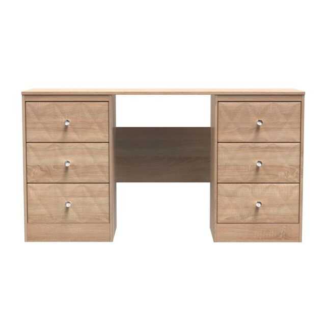 Ready Assembled 2 U Memphis 6 Drawer Kneehole Desk (Ready Assembled) in Light Oak - image 1