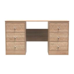Ready Assembled 2 U Memphis 6 Drawer Kneehole Desk (Ready Assembled) in Light Oak