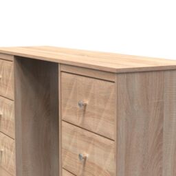 Ready Assembled 2 U Memphis 6 Drawer Kneehole Desk (Ready Assembled) in Light Oak - thumbnail 4