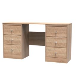 Ready Assembled 2 U Memphis 6 Drawer Kneehole Desk (Ready Assembled) in Light Oak - thumbnail 3