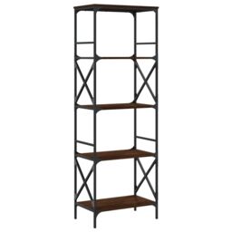 Berkfield Home Bookcase 5-Tier Brown Oak 59x35x171 cm Engineered Wood - Size: 59 x 35 x 171 cm - thumbnail 6