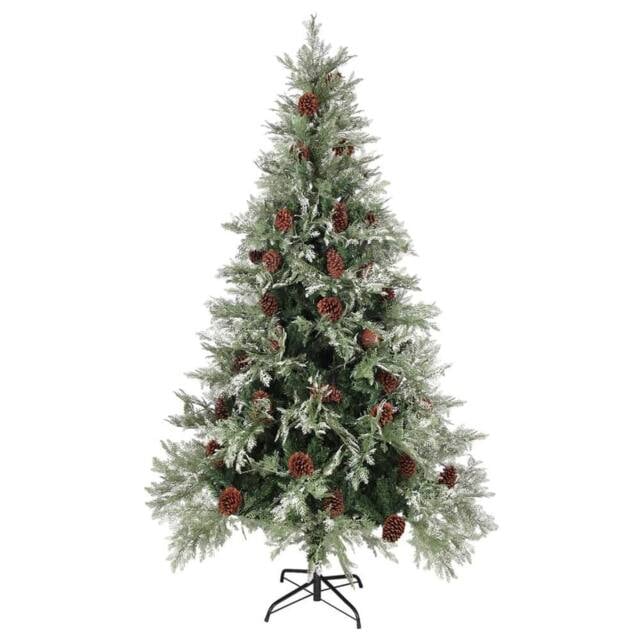 Berkfield Home Pre-lit Christmas Tree with Pine Cones Green&White 195 cm PVC&PE in Green - image 1