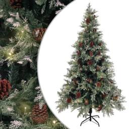 Berkfield Home Pre-lit Christmas Tree with Pine Cones Green&White 195 cm PVC&PE in Green - thumbnail 2