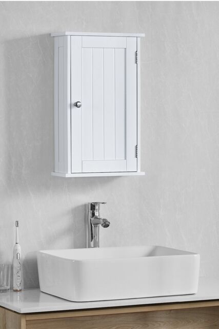 Home Discount Bath Vida Priano 1 Door Wall Cabinet With Shelves Bathroom Storage 500 x 300 x 140 mm in White - image 1