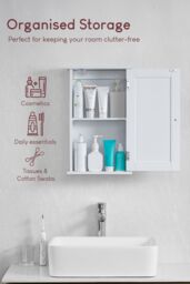 Home Discount Bath Vida Priano 1 Door Wall Cabinet With Shelves Bathroom Storage 500 x 300 x 140 mm in White - thumbnail 3