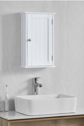 Home Discount Bath Vida Priano 1 Door Wall Cabinet With Shelves Bathroom Storage 500 x 300 x 140 mm in White