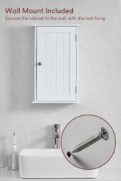 Home Discount Bath Vida Priano 1 Door Wall Cabinet With Shelves Bathroom Storage 500 x 300 x 140 mm in White - thumbnail 4