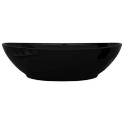 Berkfield Home Elegant Ceramic Bathroom Sink Basin Faucet/Overflow Hole Black Oval - thumbnail 5