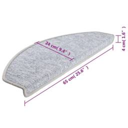 Berkfield Home Decorative Carpet Stair Treads 15 pcs Light Grey 65x24x4 cm - Size: Medium - thumbnail 9